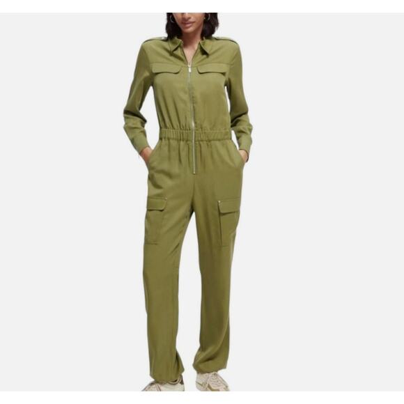 Scotch & Soda Jumpsuit Womens Medium Boiler Suit Utility Green - Picture 1 of 16